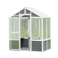 Walk-In Wooden Greenhouse with Polycarbonate Panels & Lockable Door - White / Gray