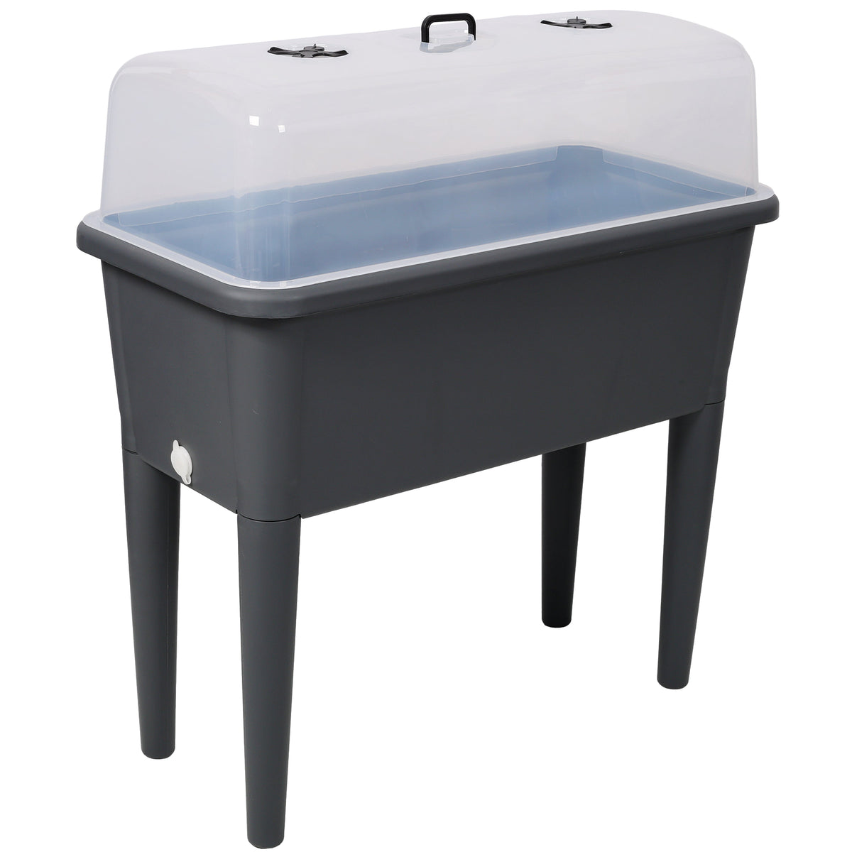 Elevated Resin Garden Bed with Greenhouse Lid & Removable Legs