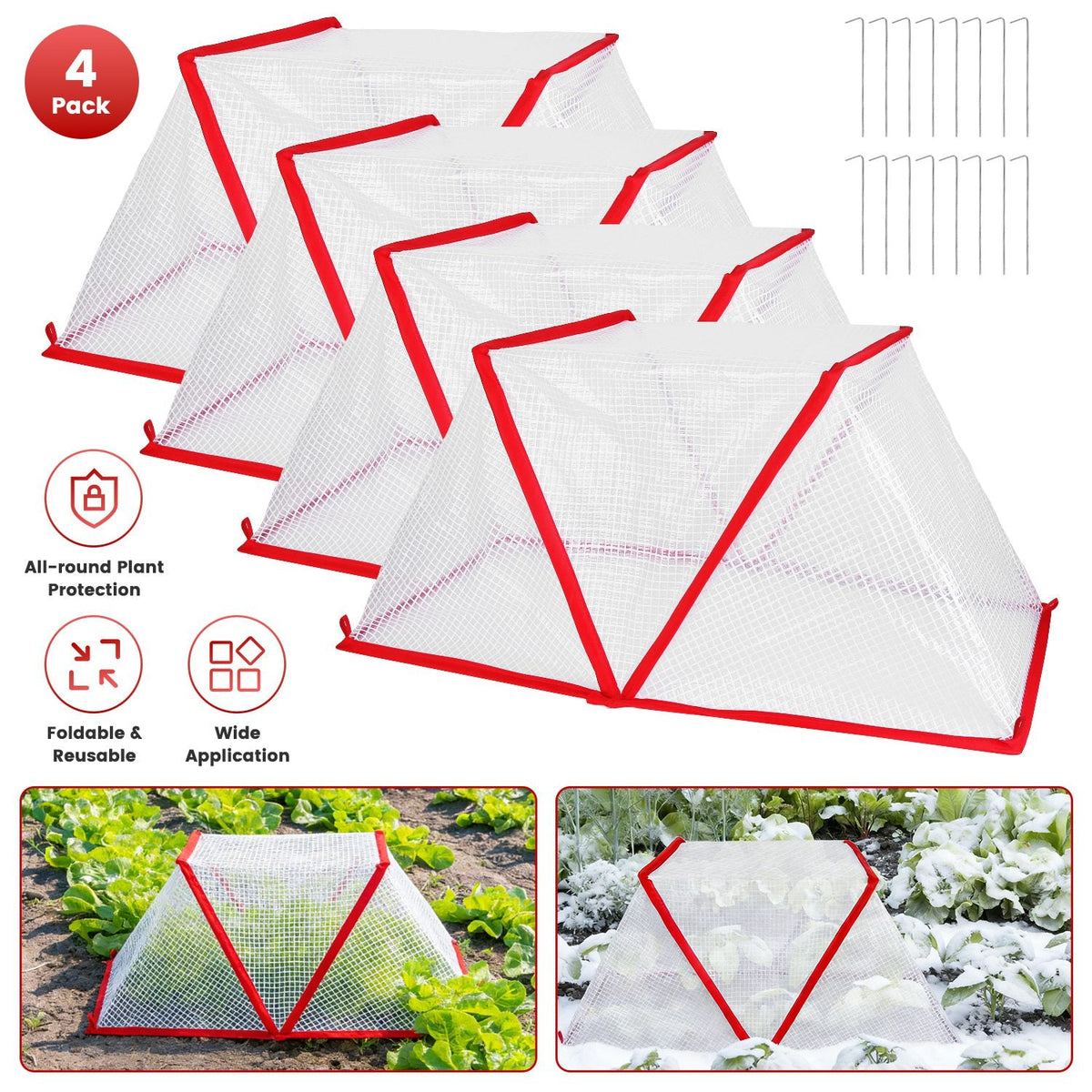 4Pack 31.50×12.99×13.39in Garden Row Accelerator Plants Covers Plant Net Cage Guard Greenhouse Covers, view 4