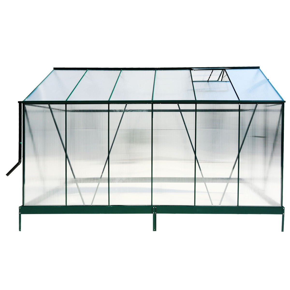 Polycarbonate house, Heavy Duty Outdoor Aluminum Walk-In House Kit With Rain Gutter, Vent And Door For, view 12