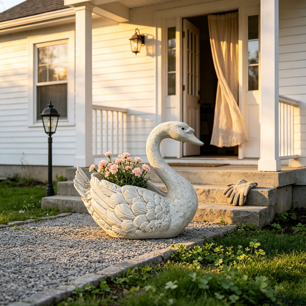 12.6'' Tall Swan Sculpture Planter, view 3