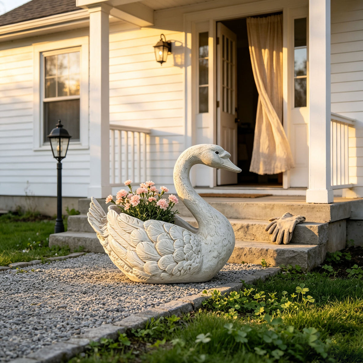 12.6'' Tall Swan Sculpture Planter, view 3