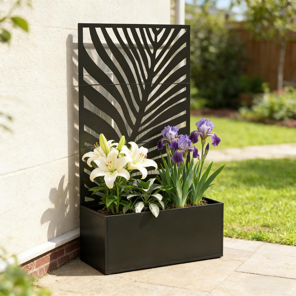 Outdoor Raised Garden Bed with Privacy Screen and Metal Planter Box, view 6