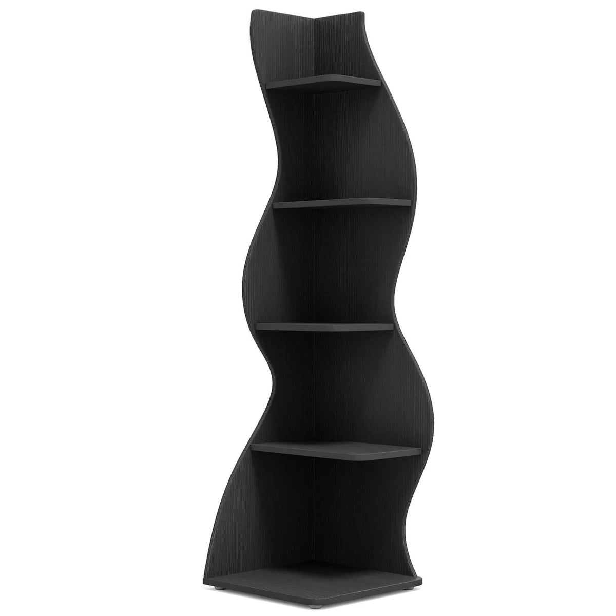 5-tier wavy corner bookshelf and plant stand, view 2