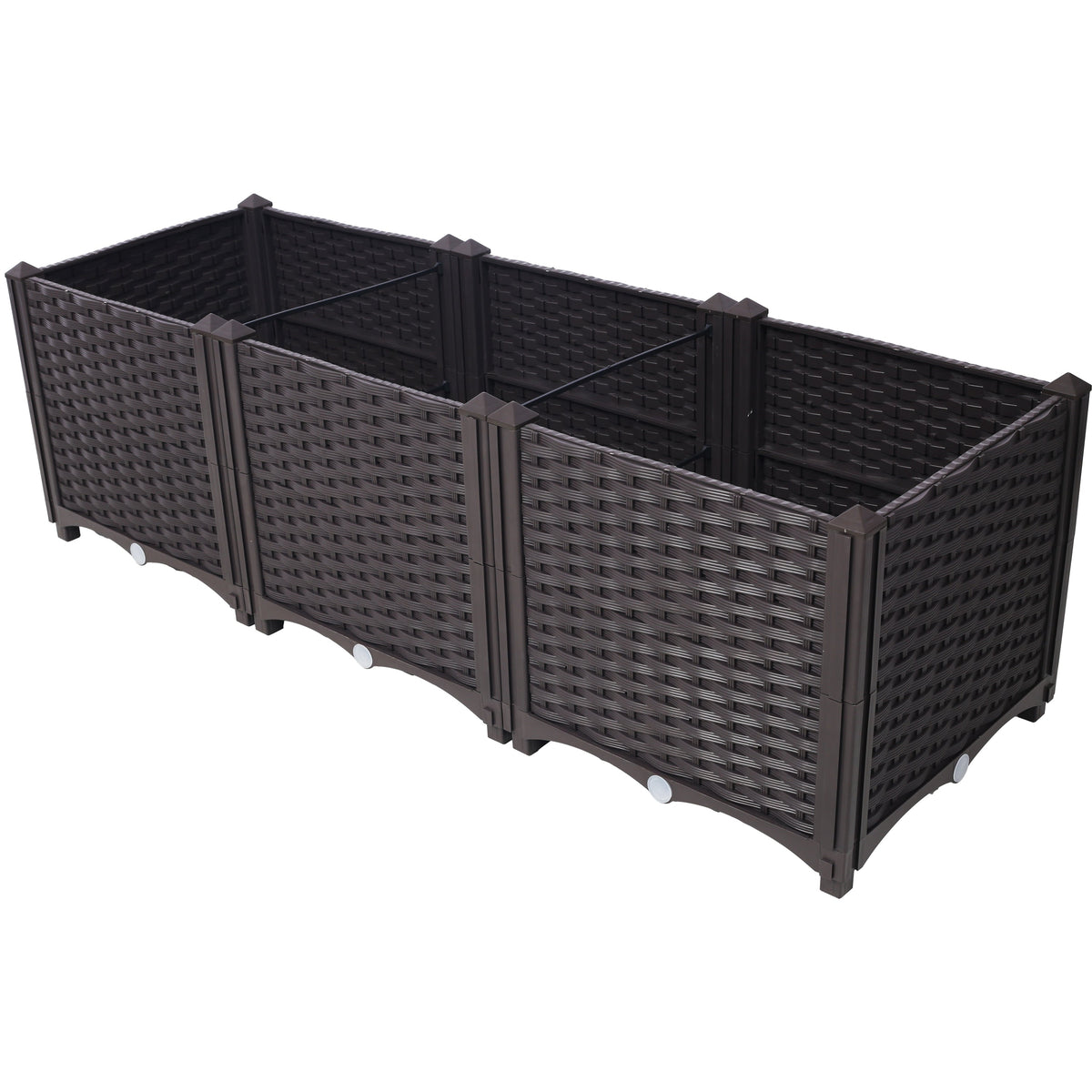 Deep Raised Garden Bed Plastic Planter Boxes with Self-Watering System - Black