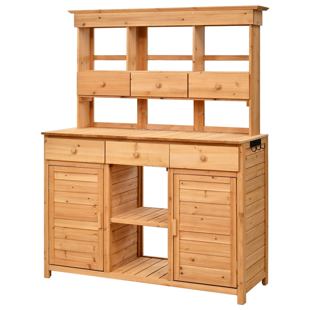 TOPMAX Garden Potting Bench Workstation with Hutch & Storage, view 6