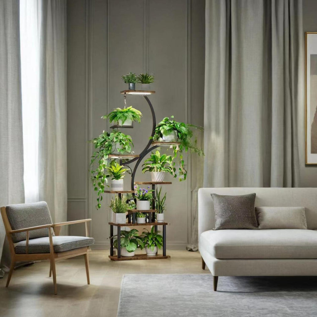8-tier S-shaped plant stand with grow lights, view 2