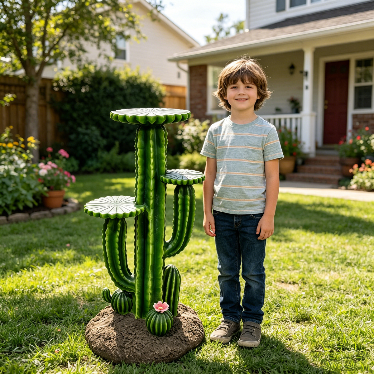 32" resin saguaro cactus plant stand, view 5