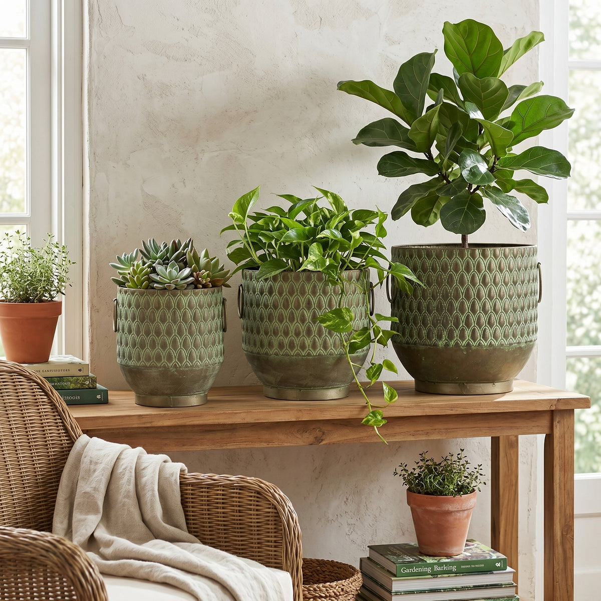 S/3 Textured Planters Set, view 6