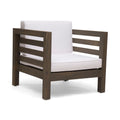 Outdoor Acacia Wood Patio Chair With Fabric Cushion, view 2