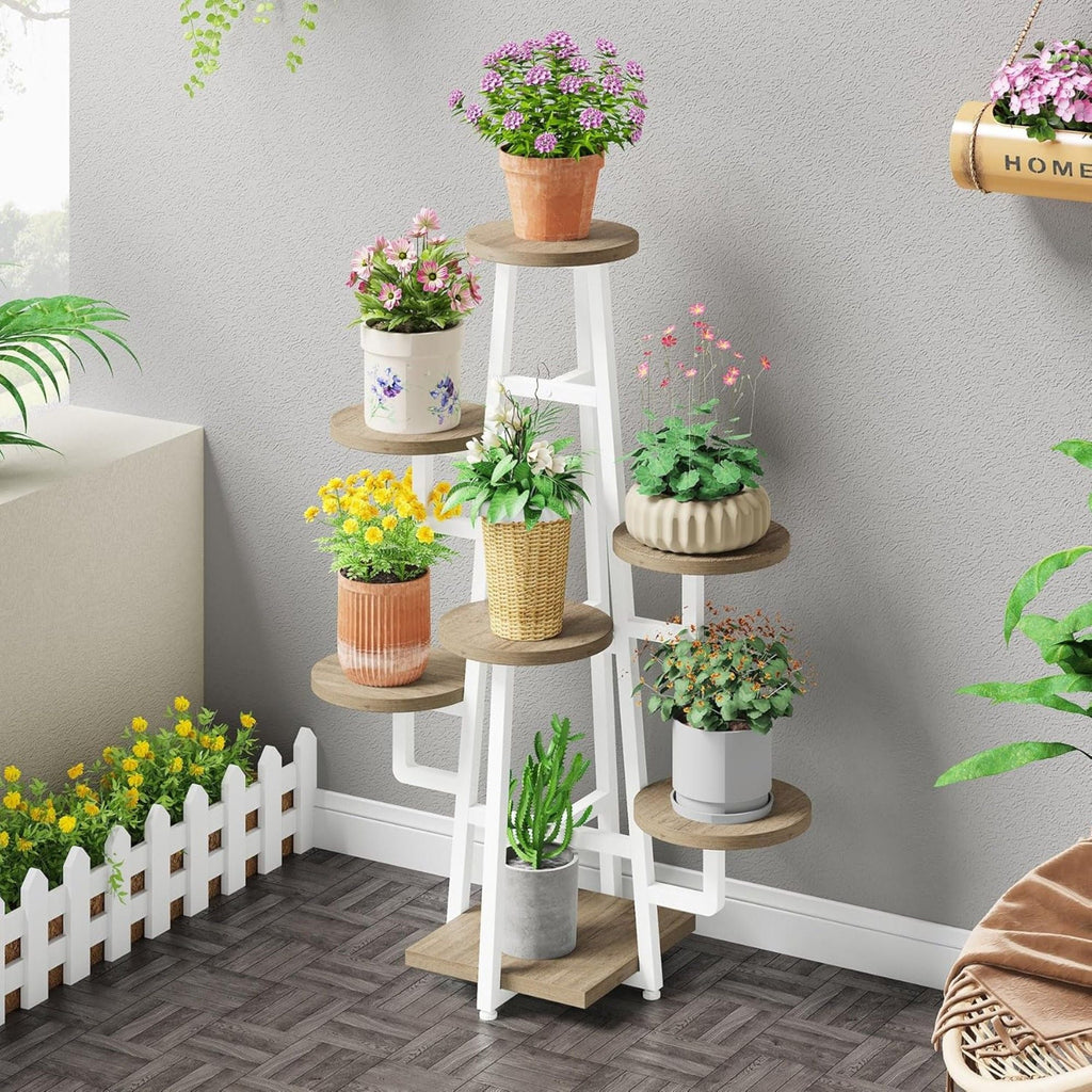 7-tier high-low corner plant shelf, view 3