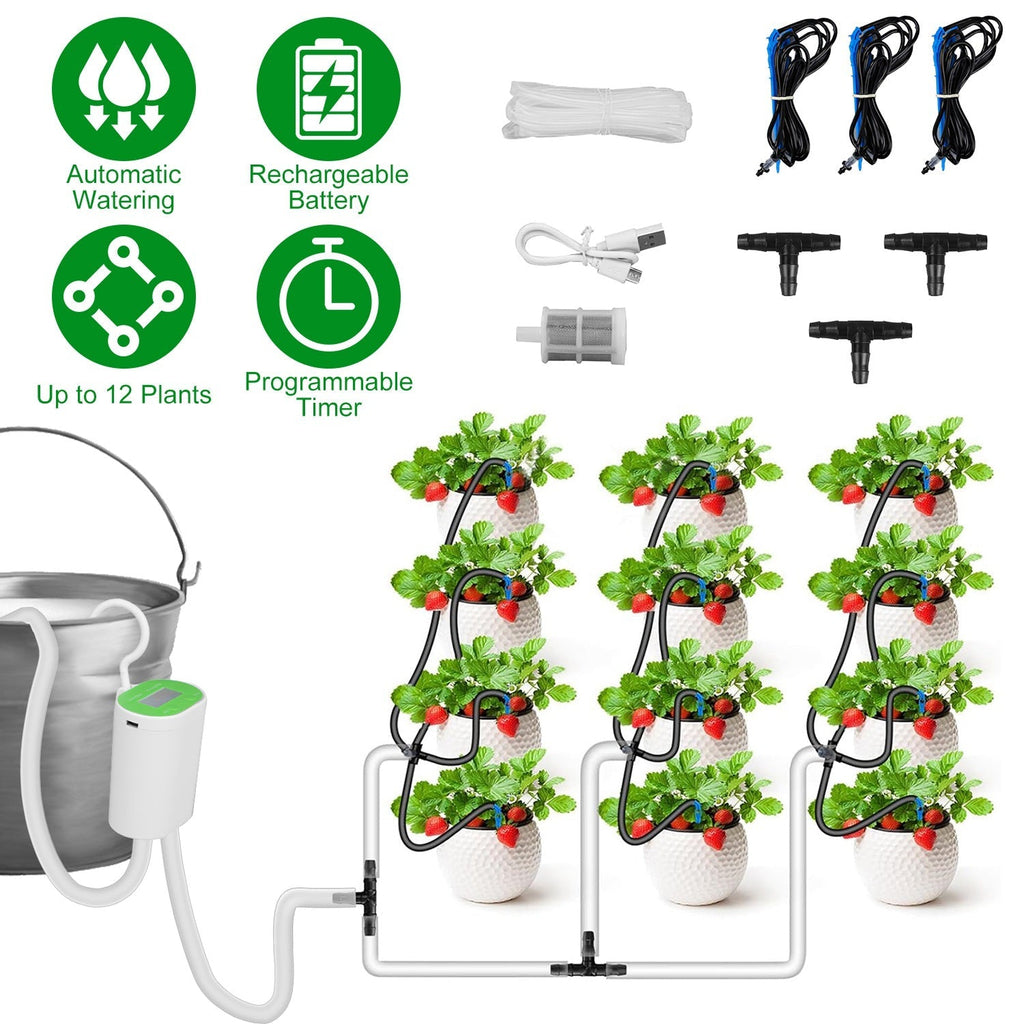 Automatic Watering System Kit With Timer Pump Device For 12Plants Rechargeable Battery Programmable Plant, view 3