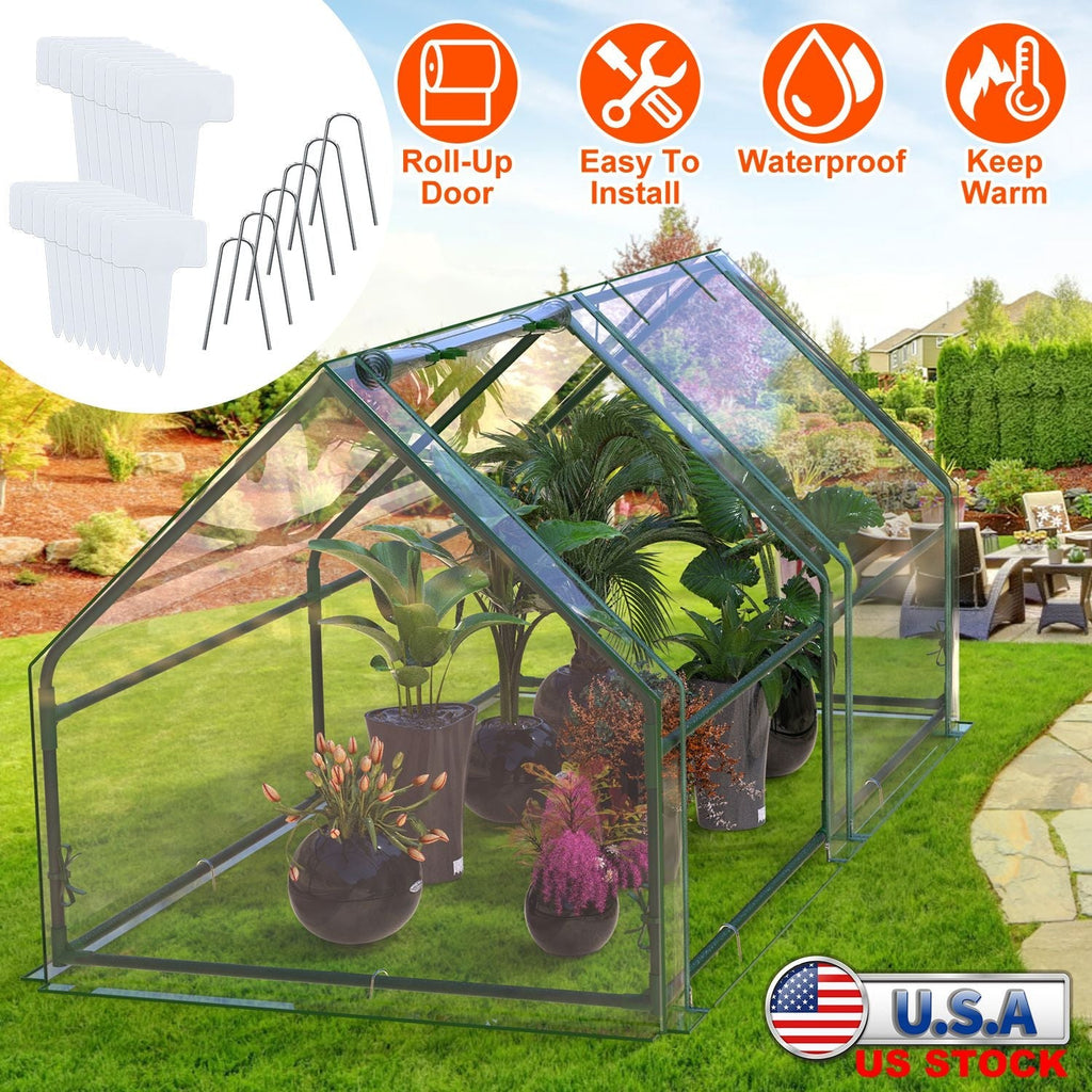 Portable Mini Greenhouse With Roll-Up Zipper Doors Waterproof UV-Resistant PVC Cover Hot House For Indoor, view 5