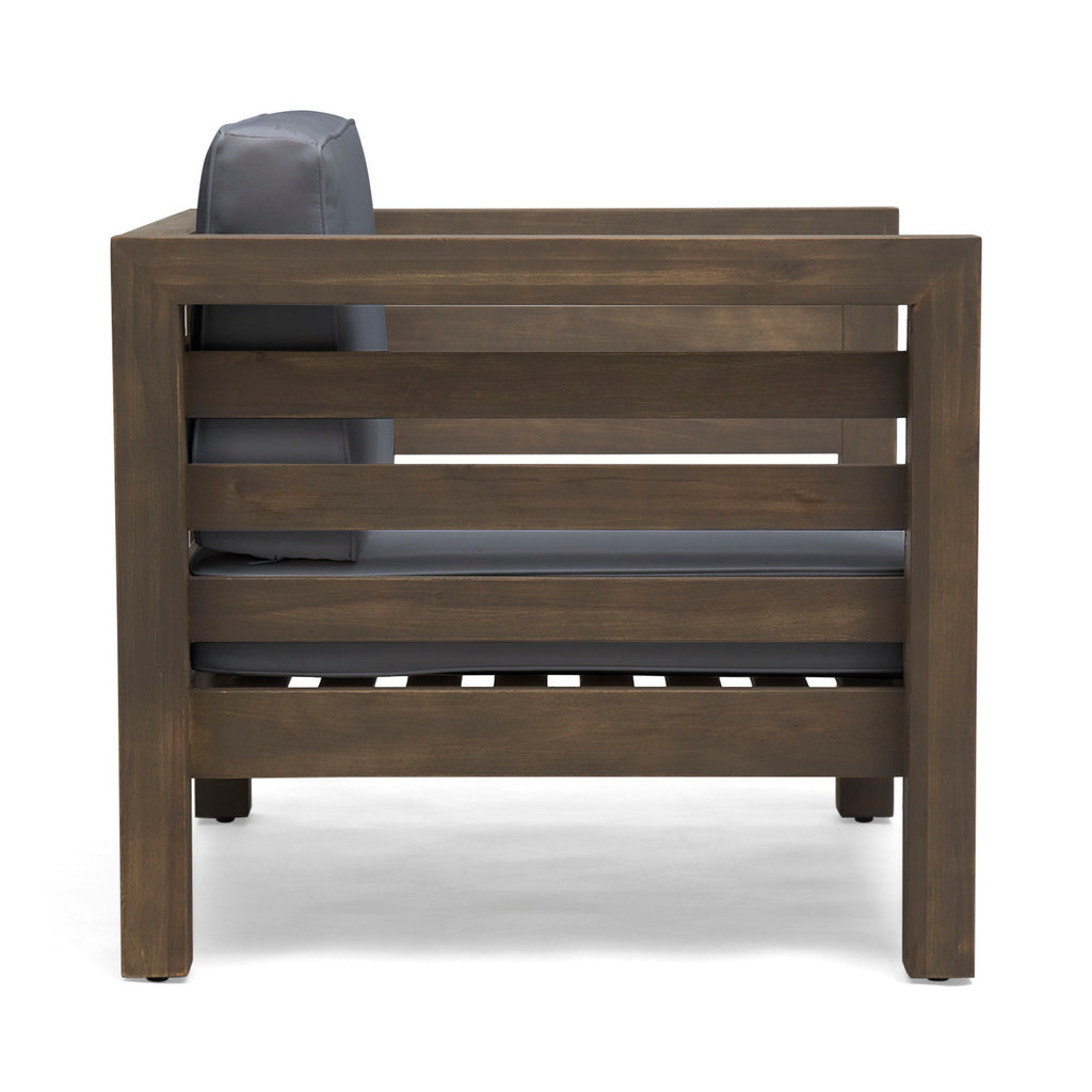 Outdoor Acacia Wood Patio Chair With Fabric Cushion, view 5