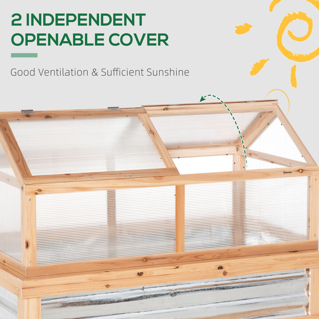 Outsunny Raised Garden Bed with Polycarbonate Cold Frame Cover, 48" x 24" - Natural, view 2