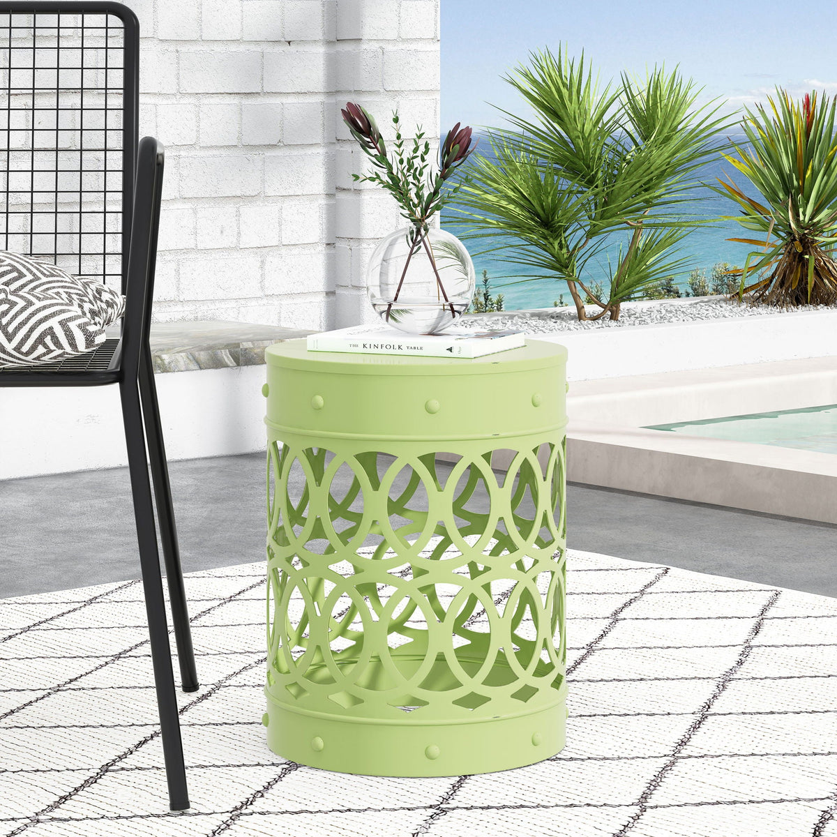 Outdoor Metal Large End Table, Modern Design, view 7