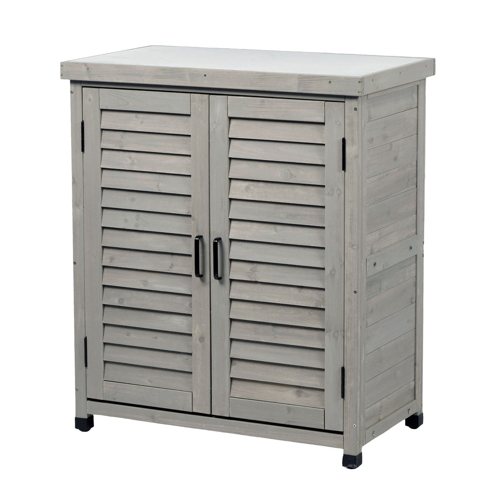 Potting Bench With Storage Cabinet And Metal Table Top For Outdoor, view 5