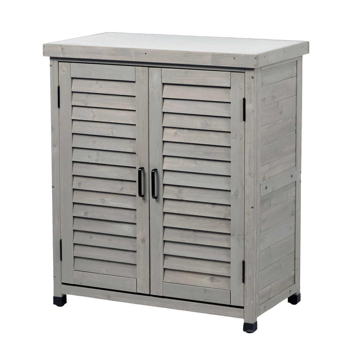 Potting Bench With Storage Cabinet And Metal Table Top For Outdoor, view 5