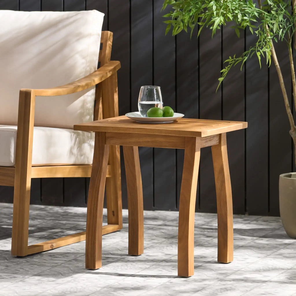 Kinesis Outdoor Side Table With Slatted Top and Wood Frame, view 3