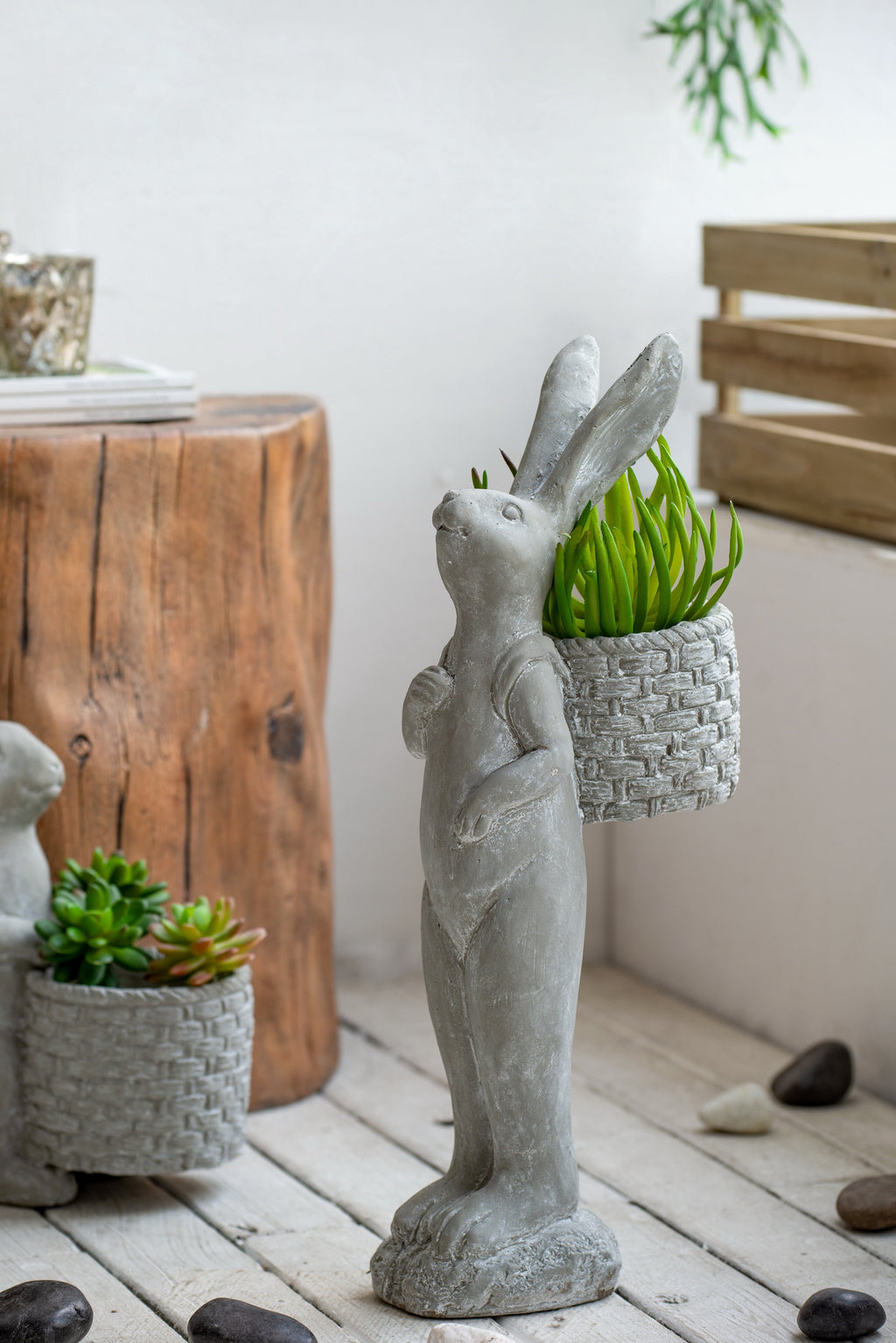 8.5x5.5x19.5" Tall Cement Rabbit Planter, view 6