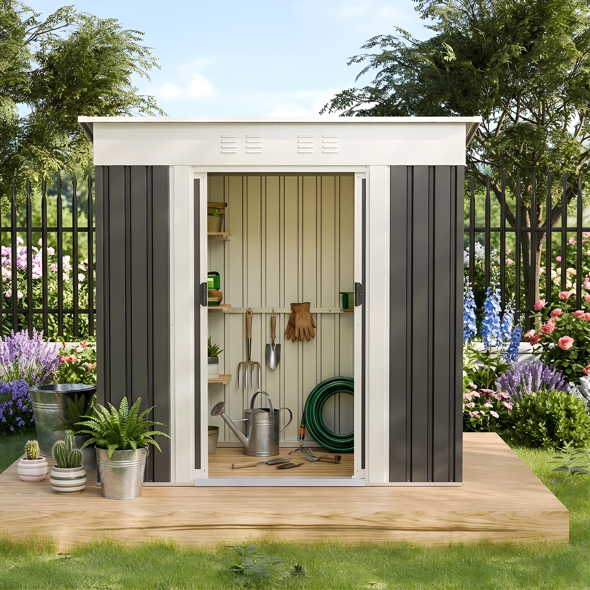 6x4 Ft Garden Shed for Patio and Outdoor Storage, view 4