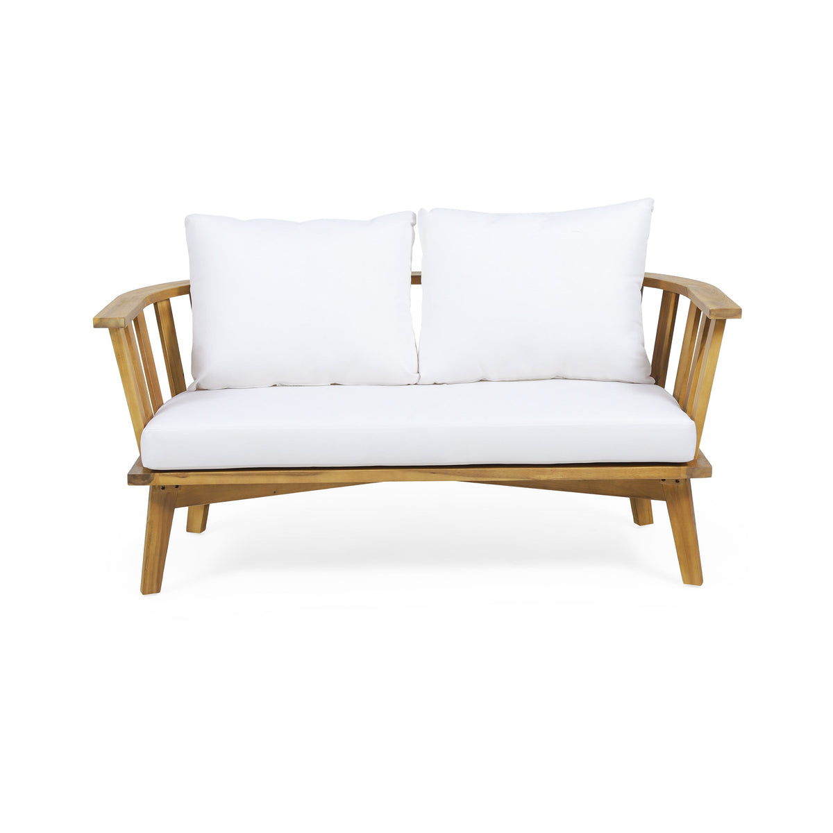 2-Person Outdoor Acacia Wood Patio Seating Group with Cushions and Coffee Table, view 7