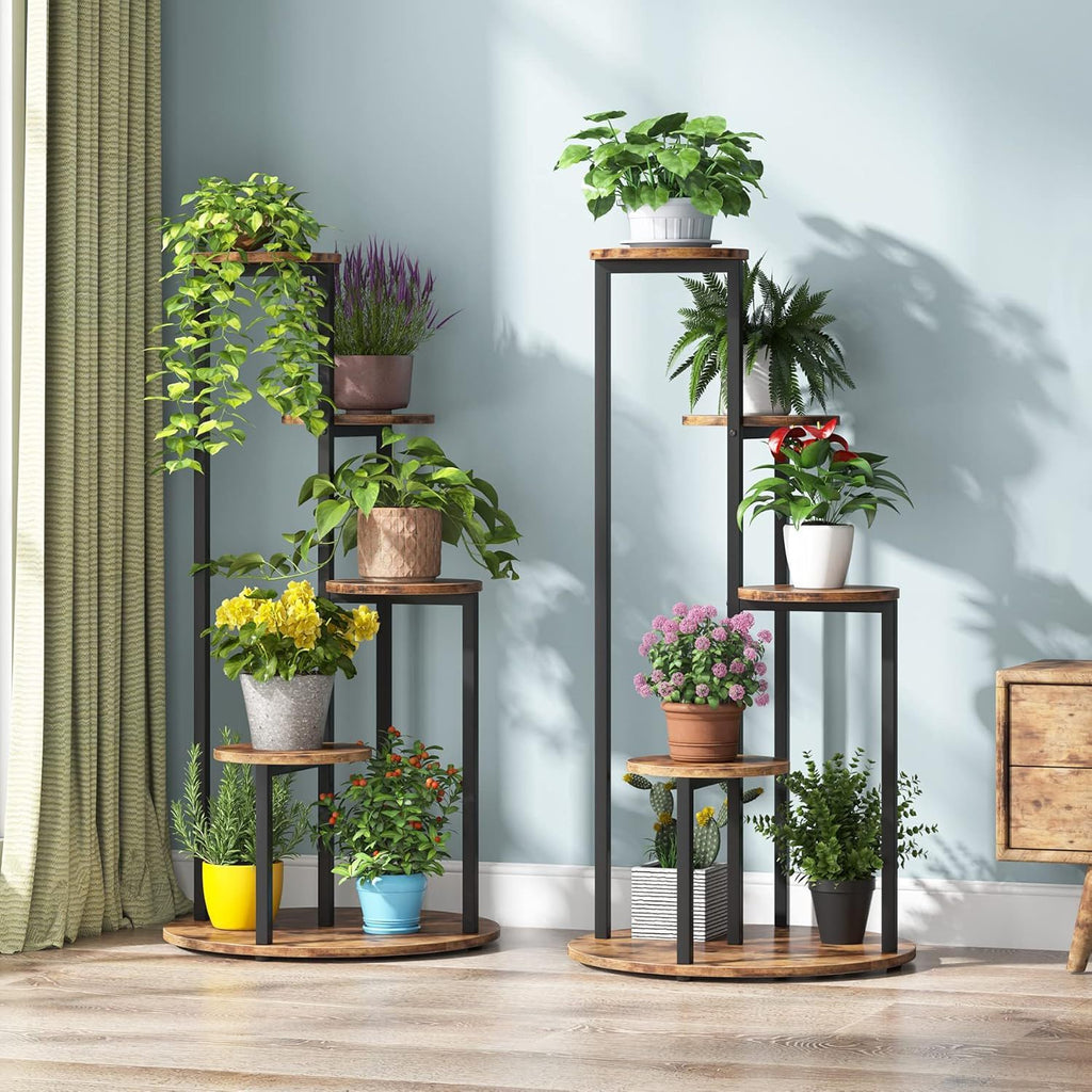 4-tier corner plant stand, rustic brown, view 2