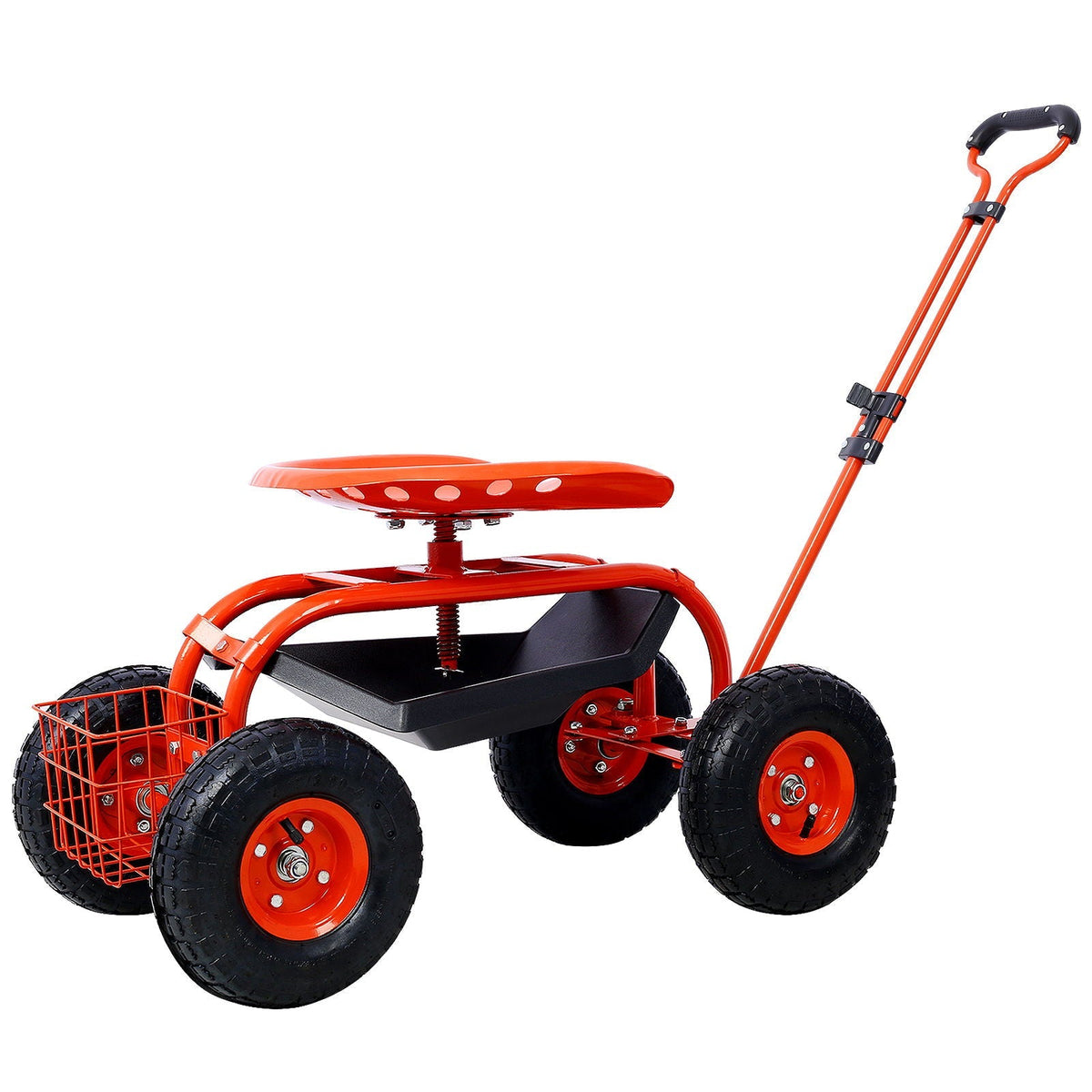 Rolling Garden Scooter Cart with 360° Swivel Seat and Tool Tray - Multiple Colors, view 2