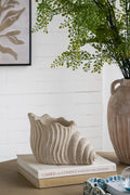 11.5x7x7' Sand and Cement Nautilus Shell Planter with Textured Beige Finish, view 2