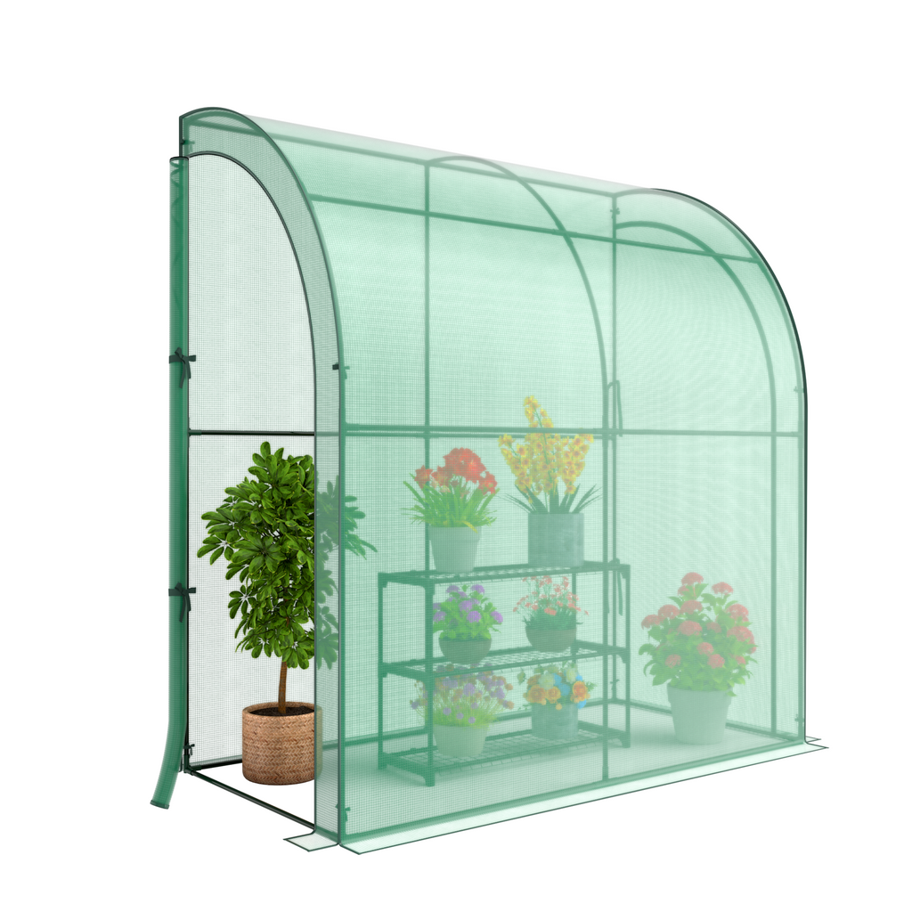 7 x 3.5 x 7 Feet Lean-to Greenhouse with Flower Rack, view 3