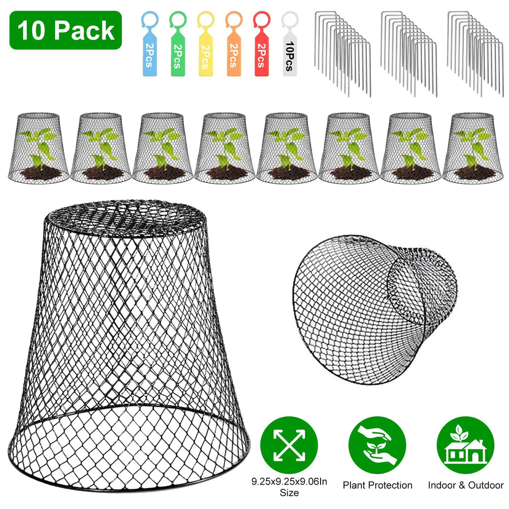 10Pack 9.25x9.25in Chicken Wire Cloches Plant Covers Metal Garden Cages Heavy Duty Plant Protectors with, view 4