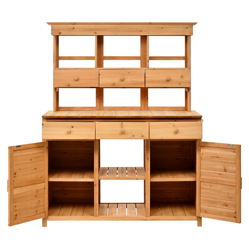 TOPMAX Garden Potting Bench Workstation with Hutch & Storage, view 9