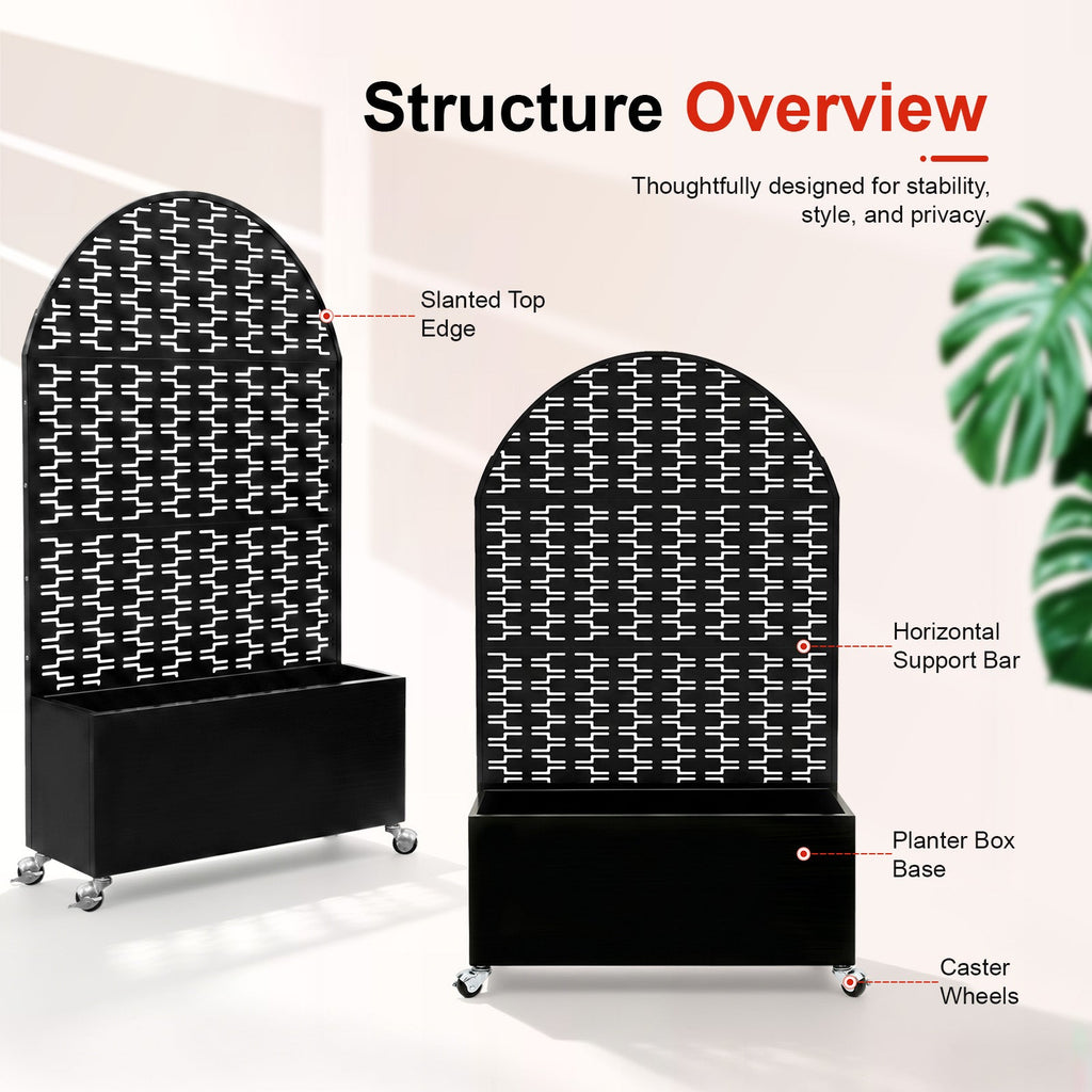 Arched Decorative Privacy Screen with Planter Box, view 3