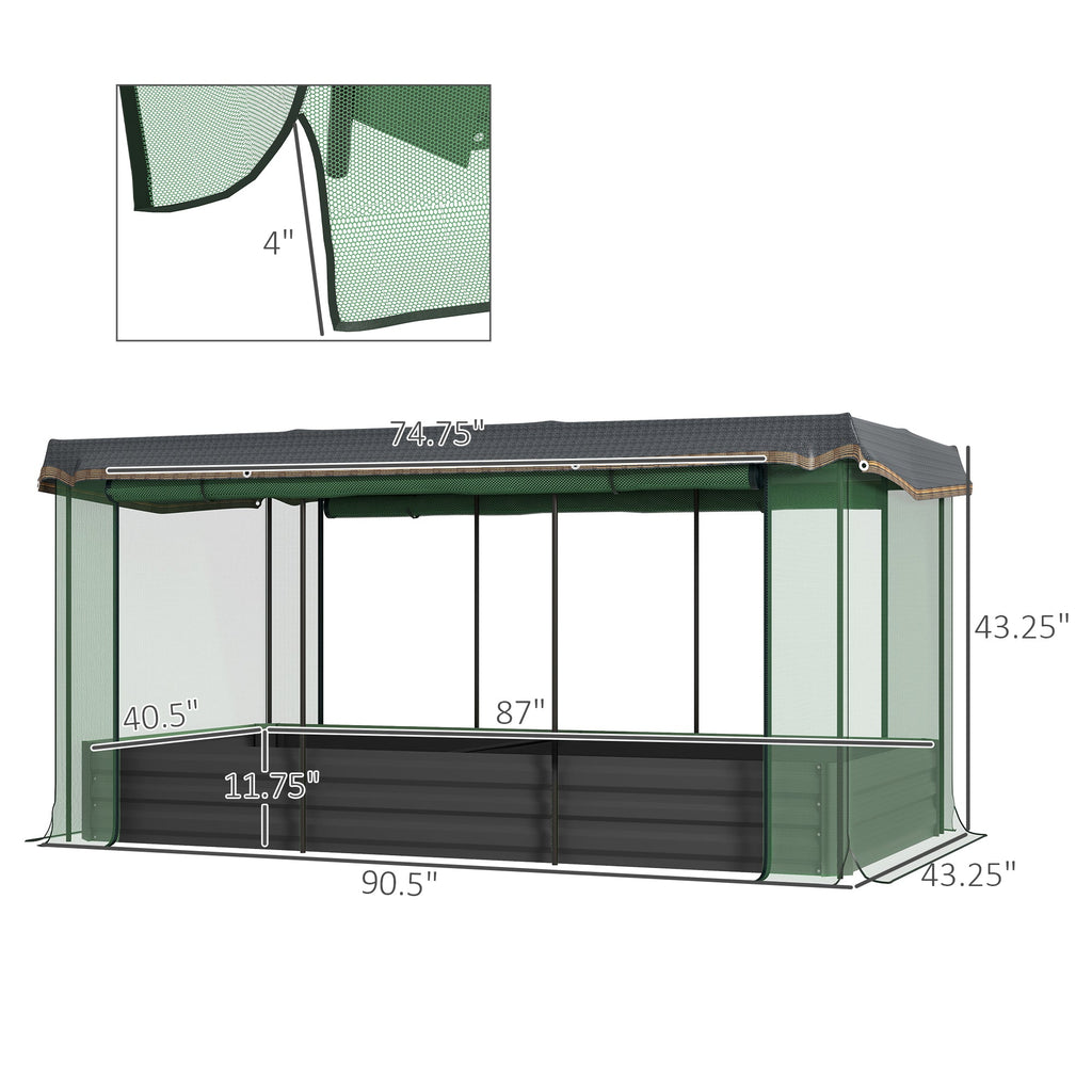 Galvanized Raised Garden Bed with Crop Cage and Shade Cloth, view 7