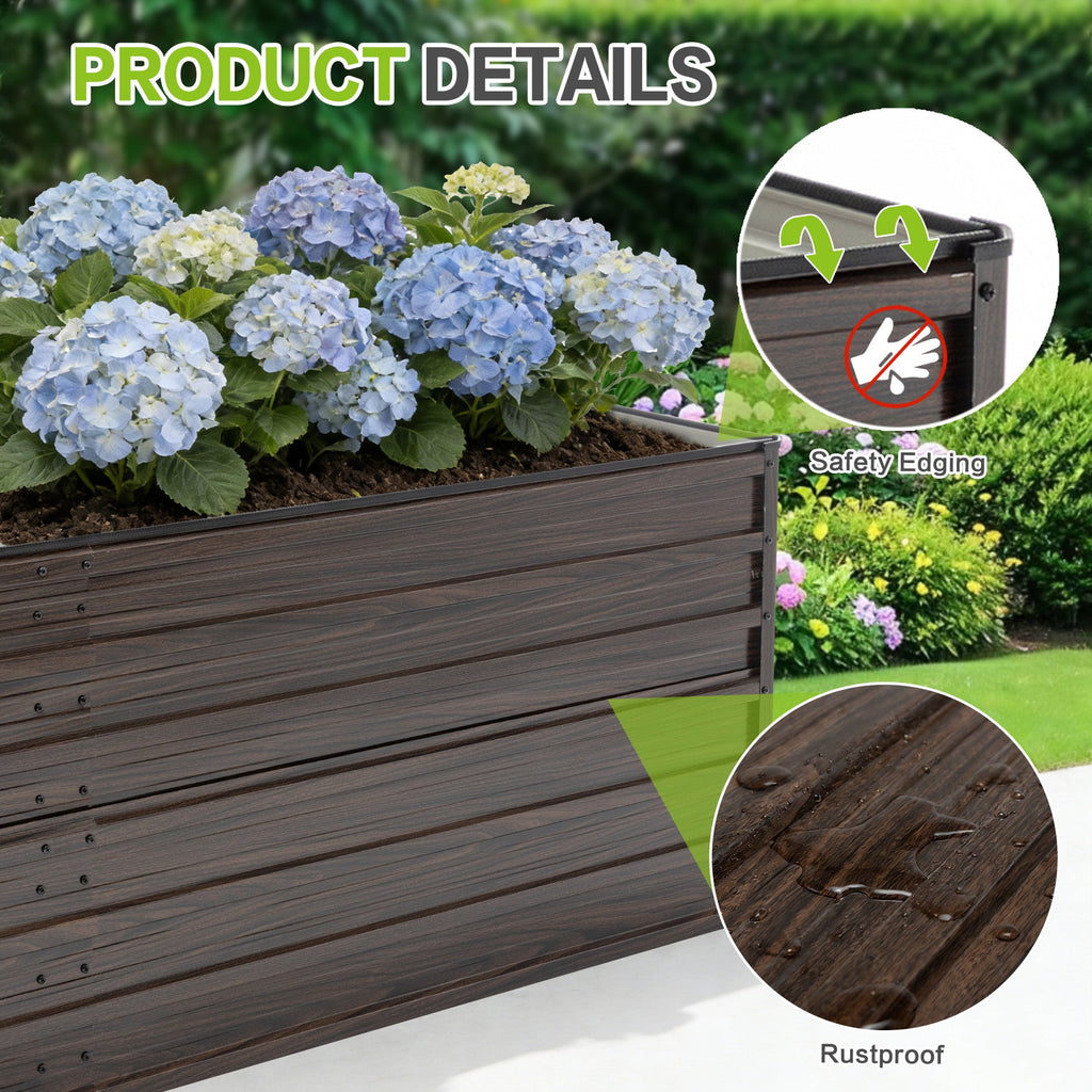 8x4x2 FT Woodgrain Galvanized Raised Garden Bed Set, view 4