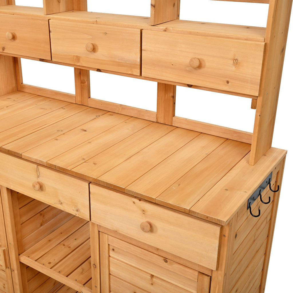 TOPMAX Garden Potting Bench Workstation with Hutch & Storage, view 12