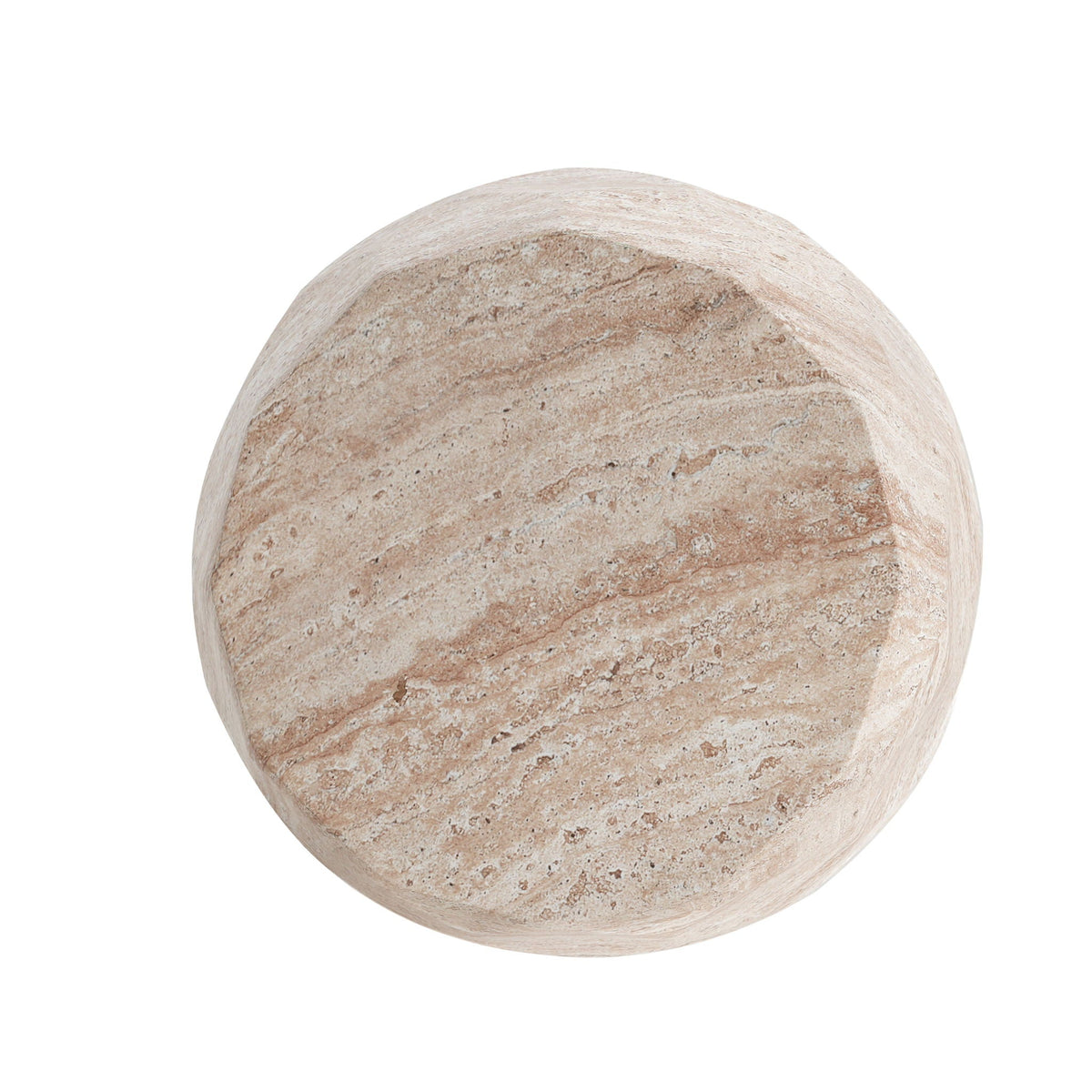 Travertine Lightweight Concrete Side Table For Indoor / Outdoor Use - Beige, view 2