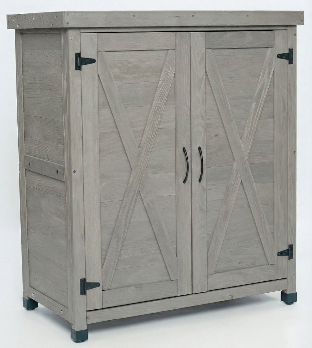 Potting Bench with Storage Cabinet and Metal Table Top, view 10