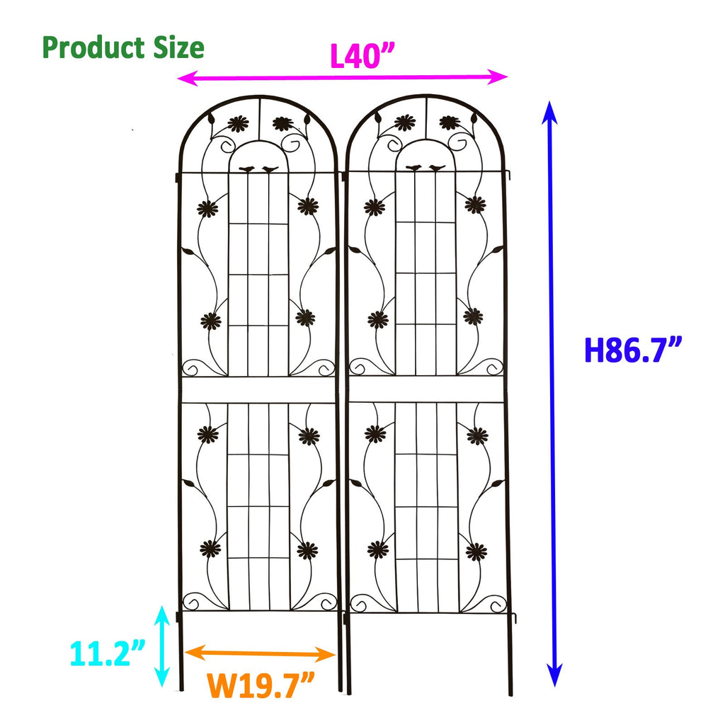 2 Pack Metal Garden Trellis 86.7" x 19.7" Rustproof Trellis for Climbing Plants, view 4