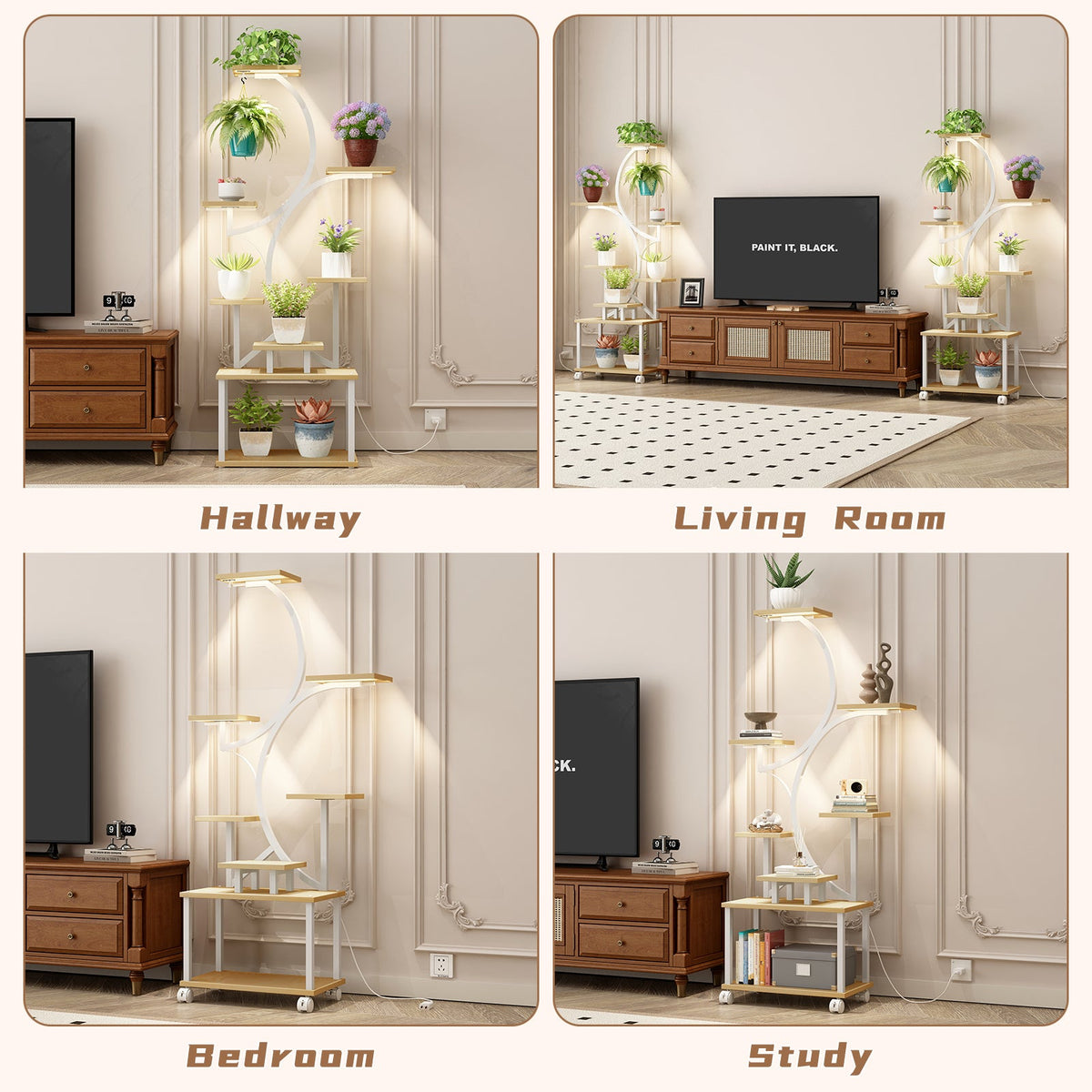 62" 8-tier plant stand with grow lights, view 6
