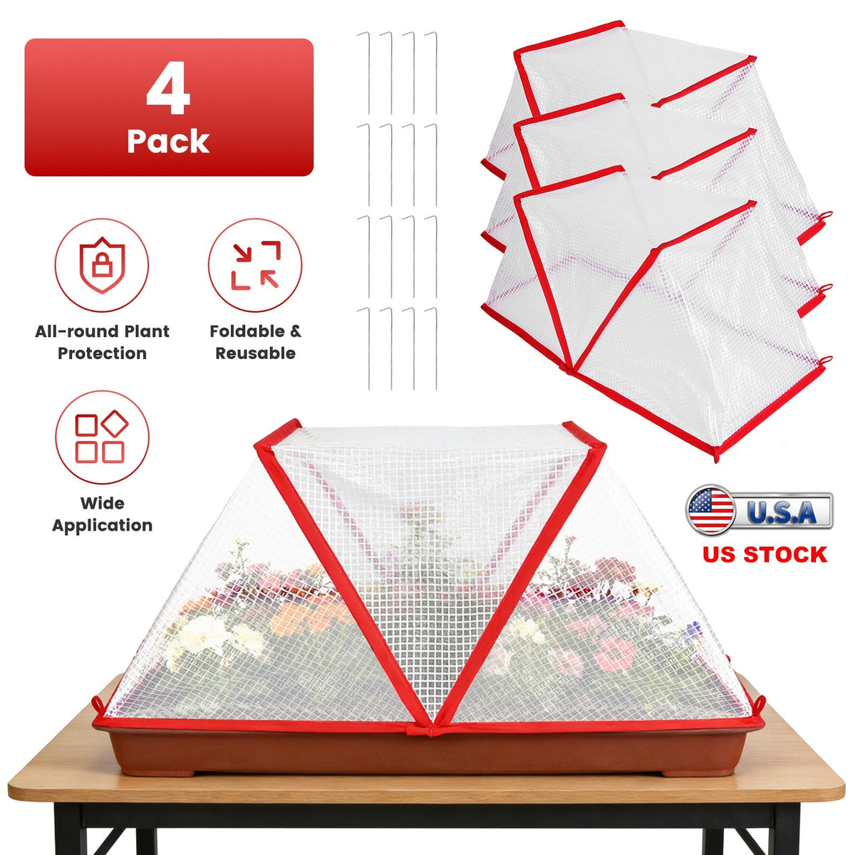 4Pack 31.50×12.99×13.39in Garden Row Accelerator Plants Covers Plant Net Cage Guard Greenhouse Covers, view 8