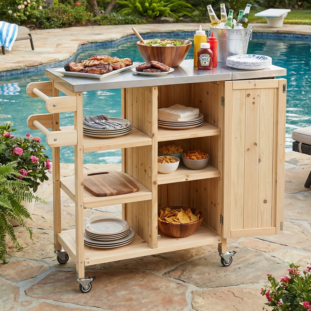 Foldable Outdoor Kitchen Island Patio Kitchen Island, view 3