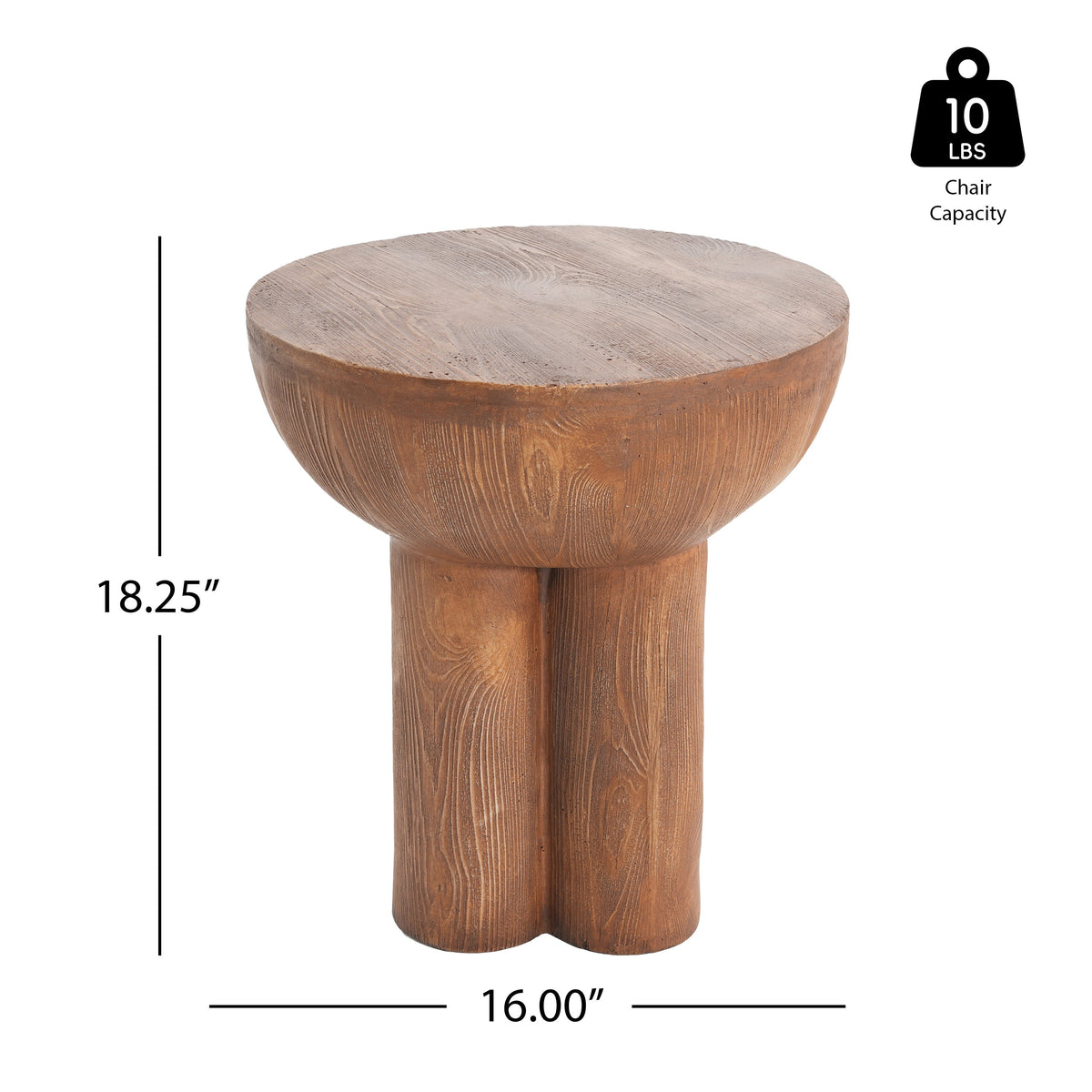 Iris Outdoor Patio Three-Legged Wood-Grain Side Table, view 7