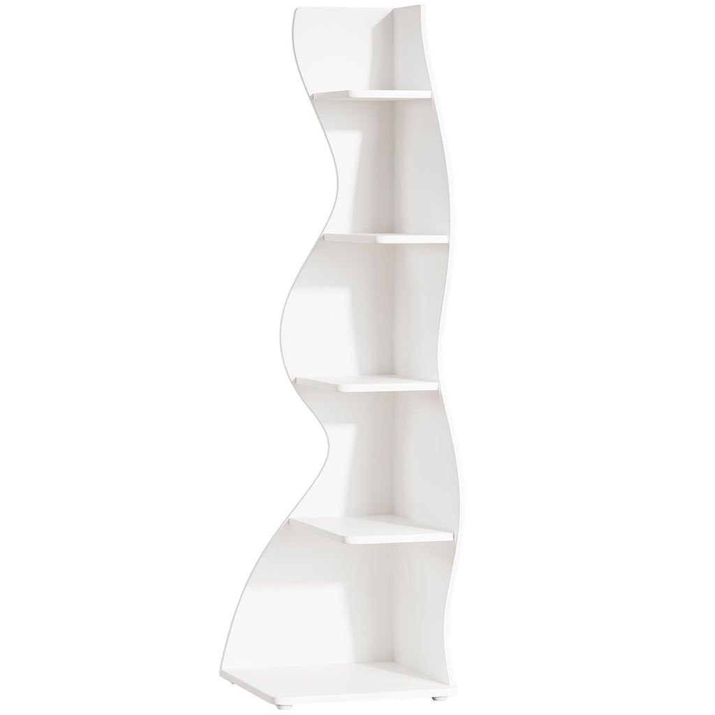 5-tier wavy corner bookshelf and plant stand, view 7