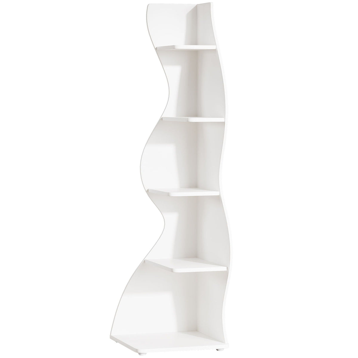 5-tier wavy corner bookshelf and plant stand, view 7