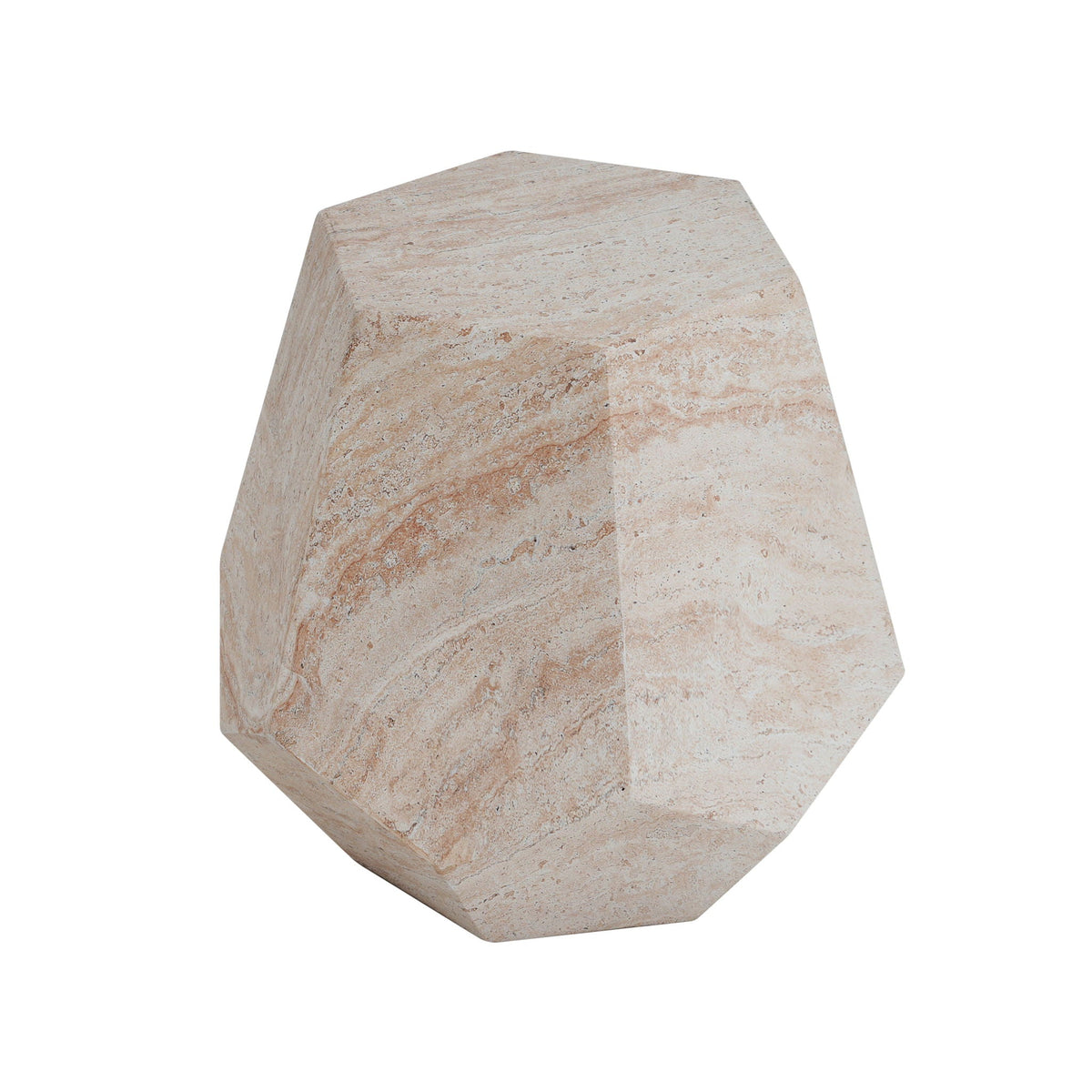 Hexagonal Travertine Concrete Side Table – Indoor/Outdoor, view 2