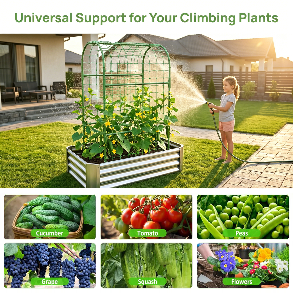 2-in-1 Raised Garden Bed with Trellis, view 8