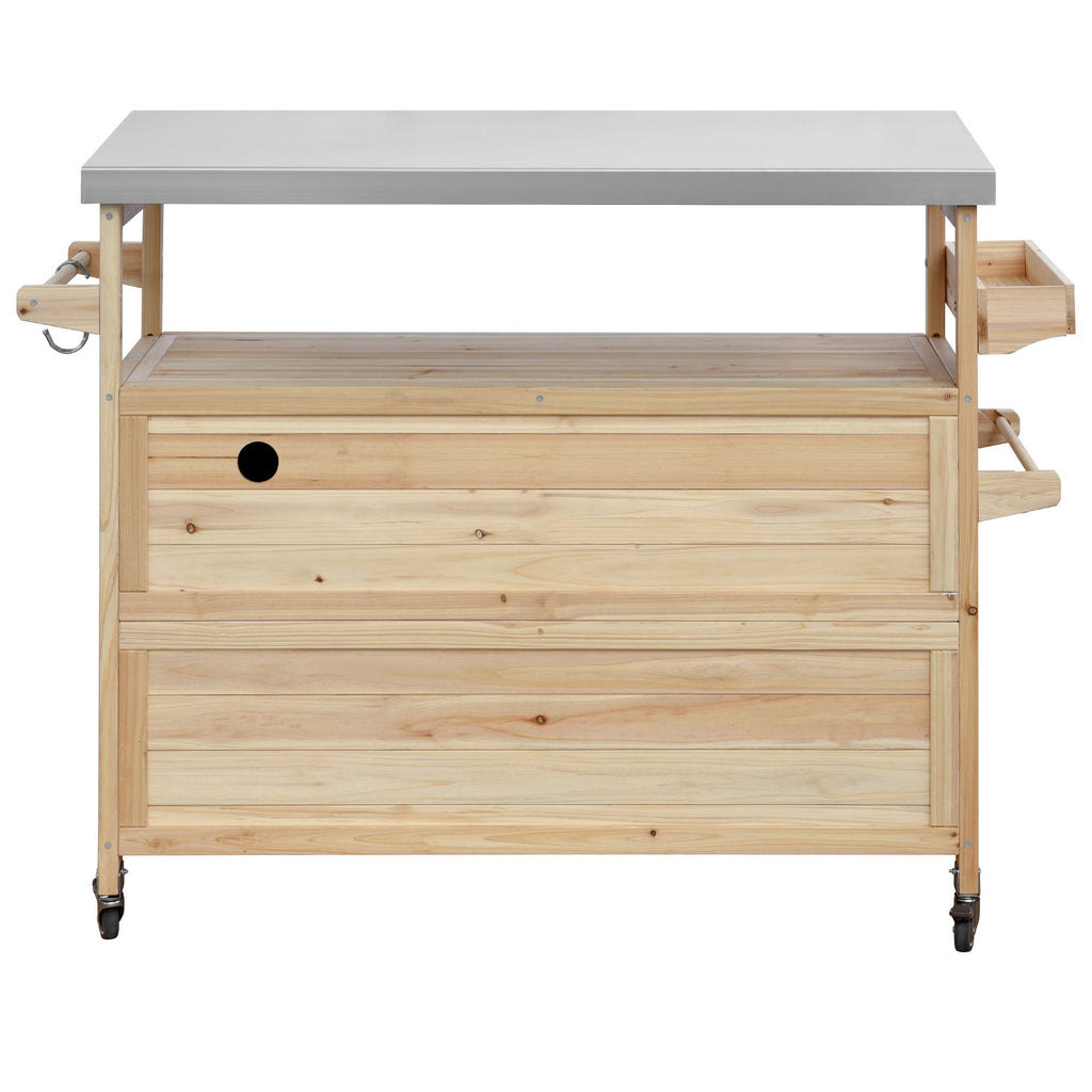 K&K Outdoor Kitchen Island – Natural Fir with Stainless Steel Top