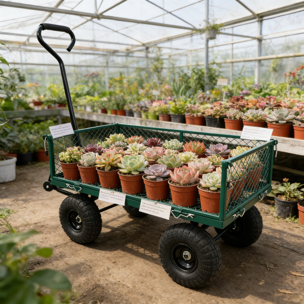 Green Metal Garden Cart with Heavy Duty Firewood Transport, view 10