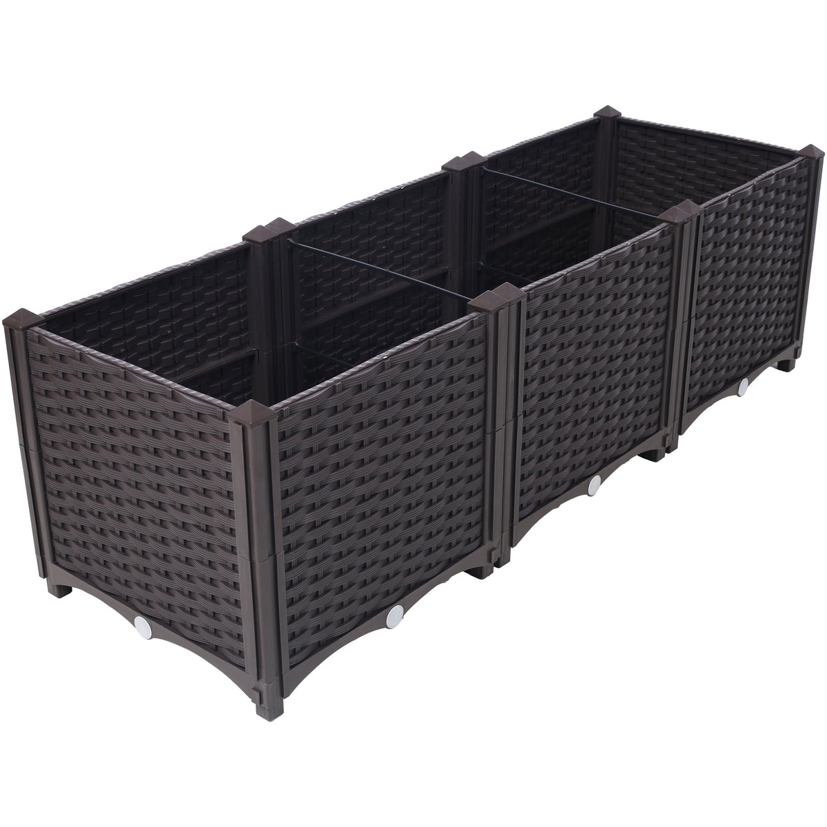 Deep Raised Garden Bed Plastic Planter Boxes with Self-Watering System - Black